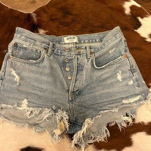 Agolde light wash denim shorts